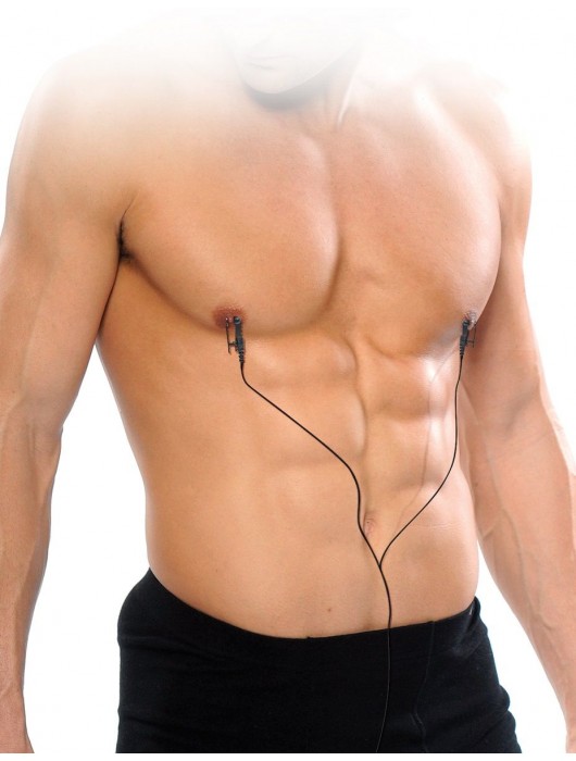 Черные электрические зажимы для сосков Shock Therapy Nipple Clamps - Pipedream - купить с доставкой в Кемерово