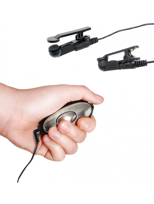 Черные электрические зажимы для сосков Shock Therapy Nipple Clamps - Pipedream - купить с доставкой в Кемерово