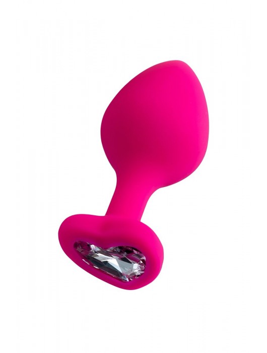 Розовая анальная втулка Diamond Heart с прозрачным кристаллом - 8 см. - ToyFa - купить с доставкой в Кемерово