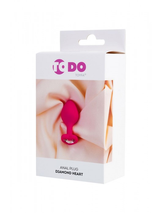 Розовая анальная втулка Diamond Heart с прозрачным кристаллом - 8 см. - ToyFa - купить с доставкой в Кемерово