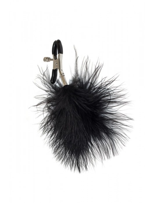 Зажимы на соски с черным пухом Euphoric - Lola Games - купить с доставкой в Кемерово