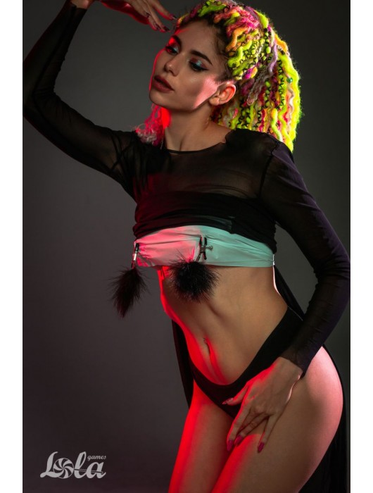 Зажимы на соски с черным пухом Euphoric - Lola Games - купить с доставкой в Кемерово