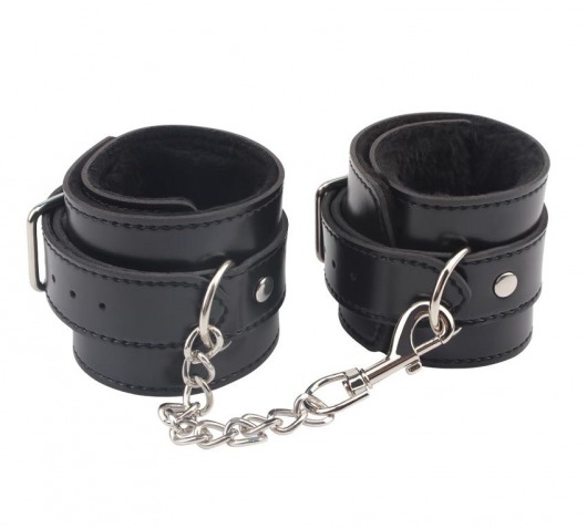 Черные оковы на ноги Obey Me Leather Ankle Cuffs - Chisa - купить с доставкой в Кемерово