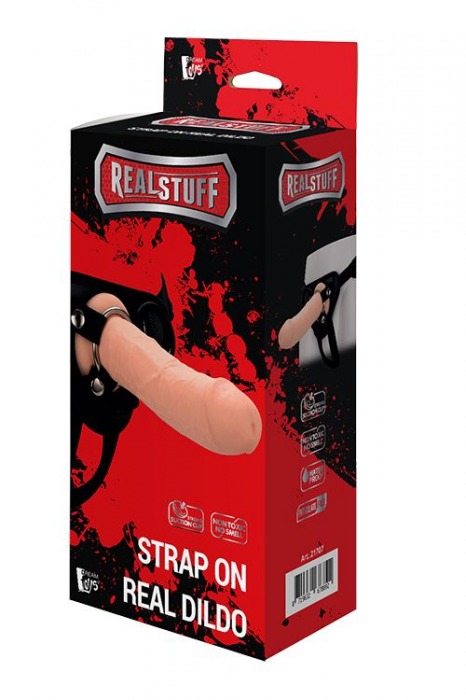 Черные трусики с телесной насадкой STRAP ON REAL DILDO - 21 см. - Dream Toys - купить с доставкой в Кемерово