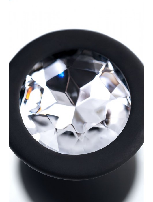 Черная анальная втулка с прозрачным стразом - 7,2 см. - POPO Pleasure - купить с доставкой в Кемерово