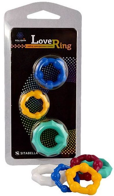 Набор из 3 цветных эрекционных колец Love Ring - Sitabella - в Кемерово купить с доставкой