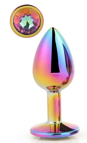 Голографическая анальная втулка с радужным кристаллом - 7,1 см. - Dream Toys - купить с доставкой в Кемерово