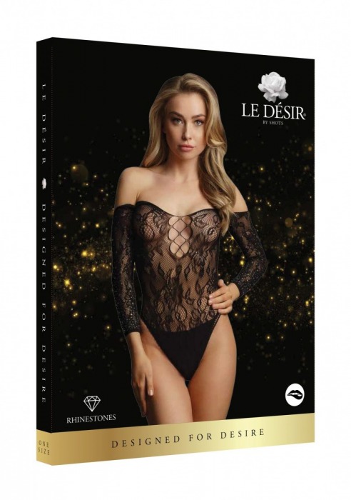 Пикантное боди Wonder Rhinestone Bodysuit с длинным рукавом - Shots Media BV купить с доставкой