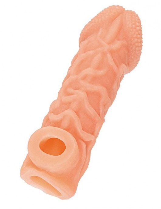 Телесная закрытая насадка с венками Cock Sleeve Size S - 13,8 см. - KOKOS - в Кемерово купить с доставкой