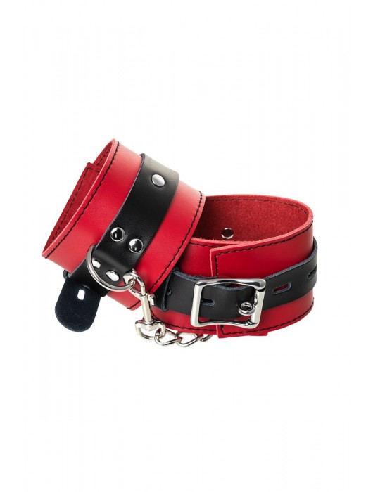 Красно-черные оковы на ноги из кожи - ToyFa - купить с доставкой в Кемерово