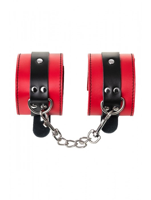 Красно-черные оковы на ноги из кожи - ToyFa - купить с доставкой в Кемерово