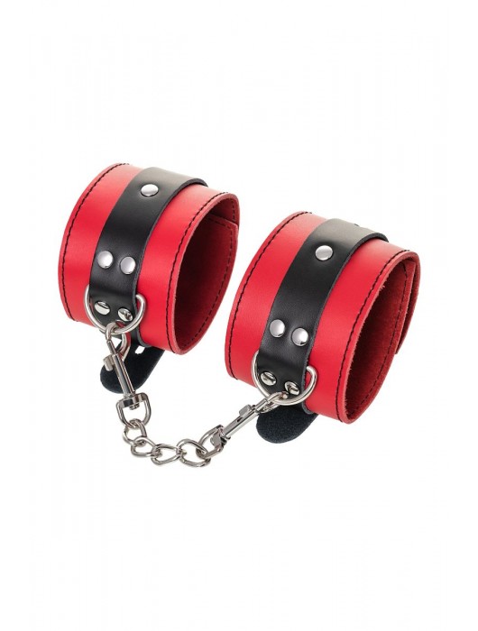 Красно-черные оковы на ноги из кожи - ToyFa - купить с доставкой в Кемерово