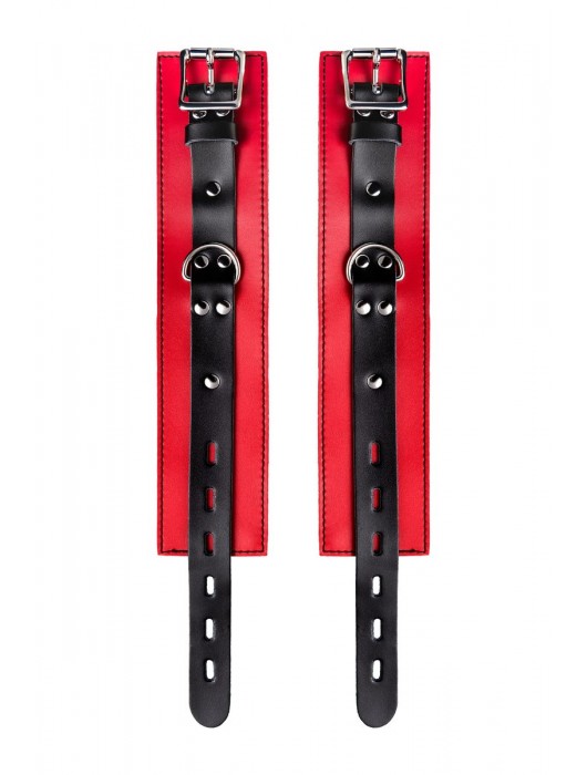 Красно-черные оковы на ноги из кожи - ToyFa - купить с доставкой в Кемерово