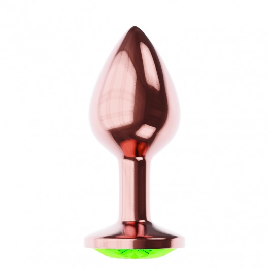 Пробка цвета розового золота с лаймовым кристаллом Diamond Emerald Shine S - 7,2 см. - Lola Games - купить с доставкой в Кемерово