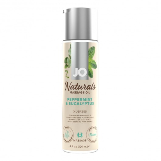 Массажное масло с ароматом перечной мяты и эвкалипта JO Naturals Peppermint   Eucalyptus - 120 мл. - System JO - купить с доставкой в Кемерово