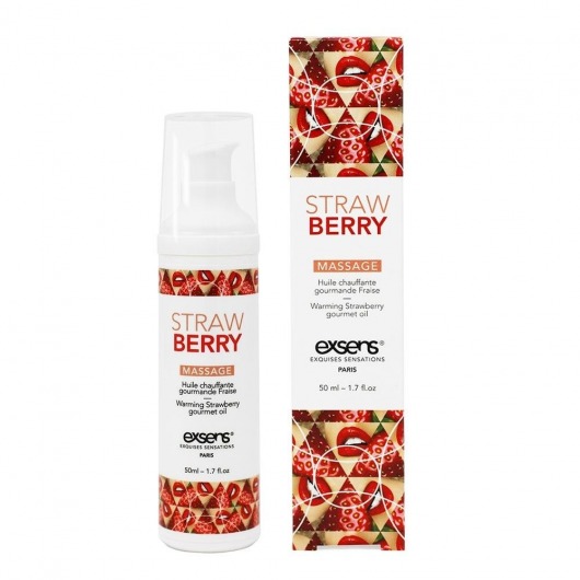 Разогревающее массажное масло  с ароматом клубники Gourmet Strawberry - 50 мл. - Exsens - купить с доставкой в Кемерово