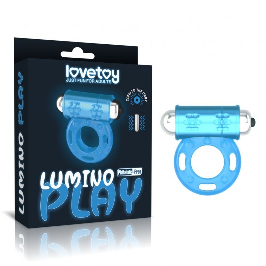 Голубое, светящееся в темноте эрекционное виброкольцо Lumino Play Vibrating Penis Ring - Lovetoy - в Кемерово купить с доставкой