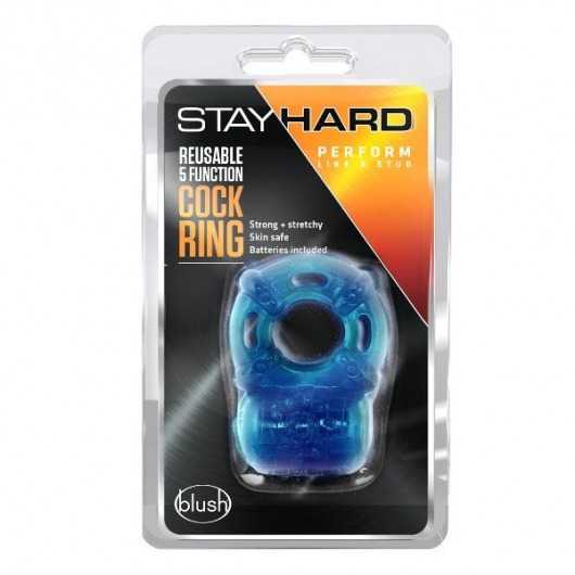 Голубое эрекционное виброкольцо Reusable 5 Function Cock Ring - Blush Novelties - в Кемерово купить с доставкой