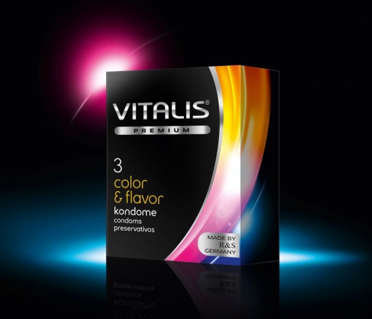 Цветные ароматизированные презервативы VITALIS PREMIUM color   flavor - 3 шт. - Vitalis - купить с доставкой в Кемерово