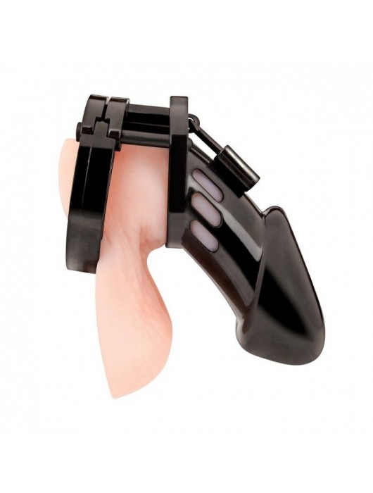 Черная акриловая клетка целомудрия для члена с замком - BlueLine - купить с доставкой в Кемерово