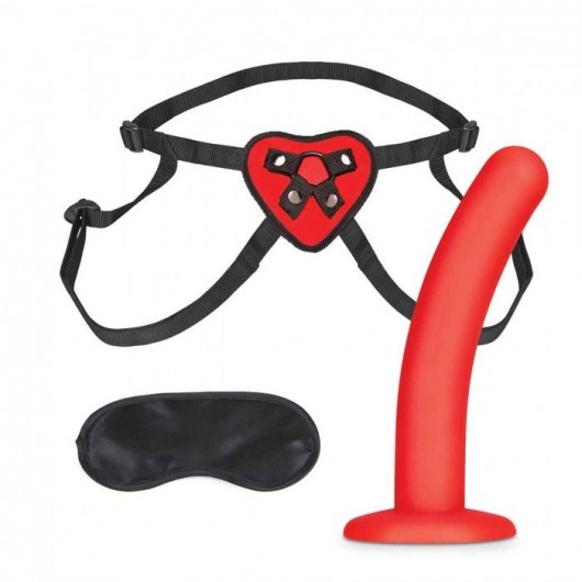 Красный поясной фаллоимитатор Red Heart Strap on Harness   5in Dildo Set - 12,25 см. - Lux Fetish - купить с доставкой в Кемерово