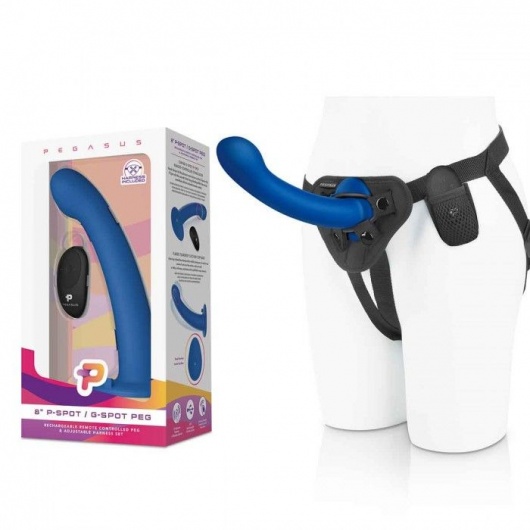 Синяя насадка Remote Control P-Spot G-Spot с черными трусиками - 20 см. - Pegasus - купить с доставкой в Кемерово