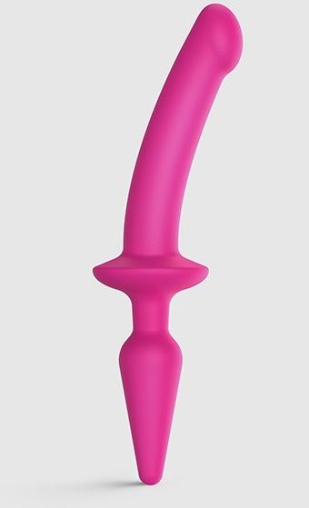 Розовый двусторонний фаллоимитатор Strap-On-Me Dildo Plug-In Switch size S - Strap-on-me