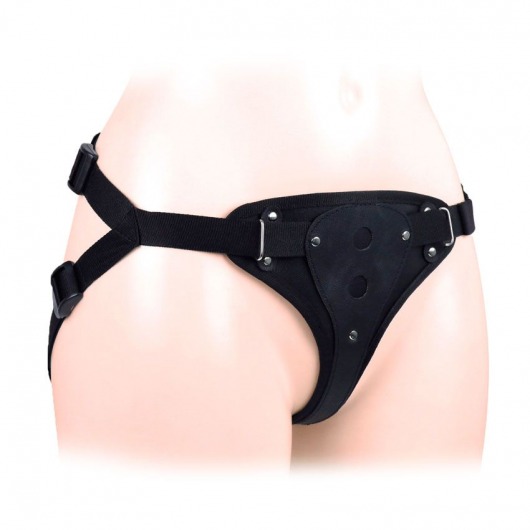 Черный пояс-трусики в комплекте с коннектором и насадкой - Notabu - купить с доставкой в Кемерово