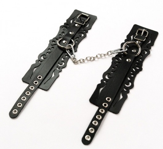 Узорчатые кожаные оковы с регулируемыми ремешками - Crazy Handmade - купить с доставкой в Кемерово