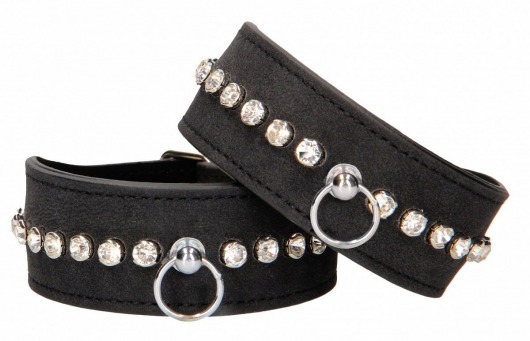 Черные поножи Diamond Studded Ankle Cuffs - Shots Media BV - купить с доставкой в Кемерово