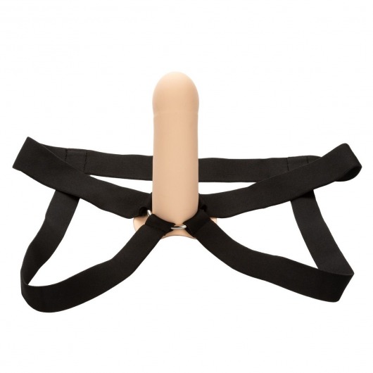 Телесный фаллопротез из силикона Extension with Harness - 15,75 см. - California Exotic Novelties - купить с доставкой в Кемерово