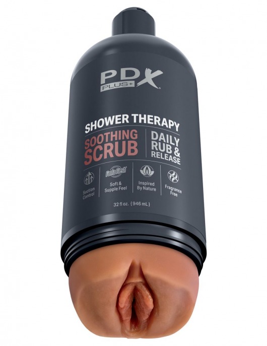 Мастурбатор-вагина цвета карамели Shower Therapy Soothing Scrub - Pipedream - в Кемерово купить с доставкой