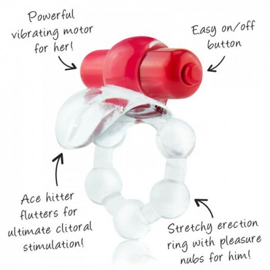 Виброкольцо с язычком и красным виброэлементом Overtime - Screaming O - в Кемерово купить с доставкой