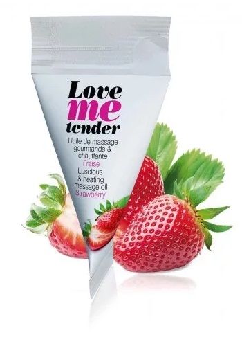 Съедобное согревающее массажное масло Love Me Tender Strawberry с ароматом клубники - 10 мл. - Love to Love - купить с доставкой в Кемерово