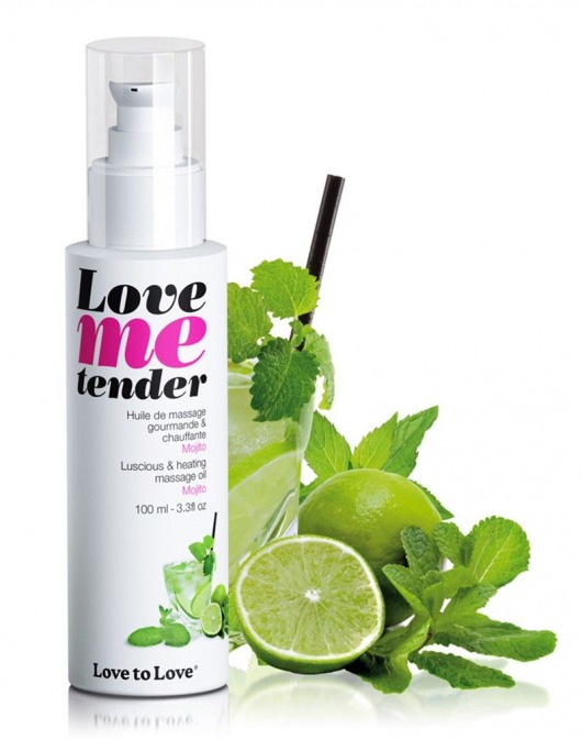 Съедобное согревающее массажное масло Love Me Tender Mojito с ароматом мохито - 100 мл. - Love to Love - купить с доставкой в Кемерово