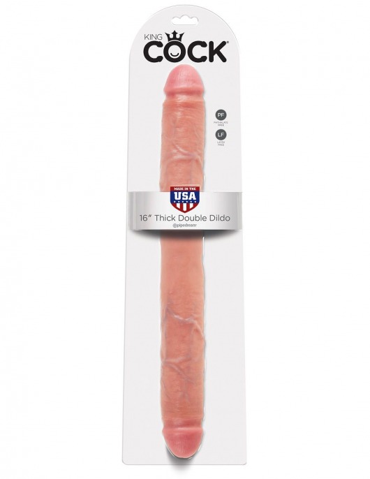 Телесный двусторонний фаллоимитатор 16  Thick Double Dildo - 40,6 см. - Pipedream