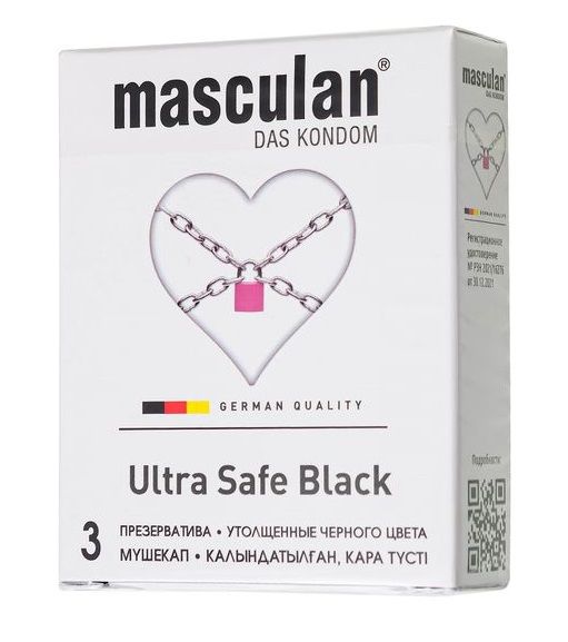 Ультрапрочные презервативы Masculan Ultra Safe Black - 3 шт. - Masculan - купить с доставкой в Кемерово