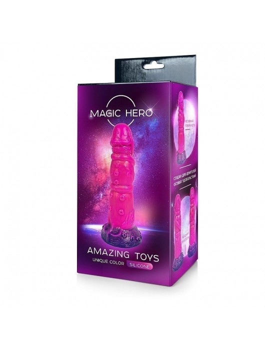 Розовый рельефный фантазийный фаллоимитатор - 20 см. - Bior toys - купить с доставкой в Кемерово