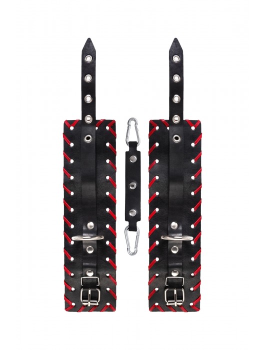 Черно-красные оковы из натуральной кожи - Pecado - купить с доставкой в Кемерово