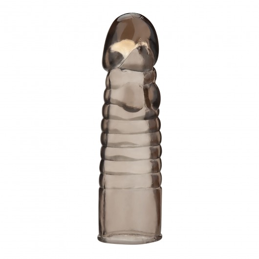 Дымчатая насадка-удлинитель Ribbed Realistic Penis Enhancing Sleeve Extension - 15,2 см. - BlueLine - в Кемерово купить с доставкой