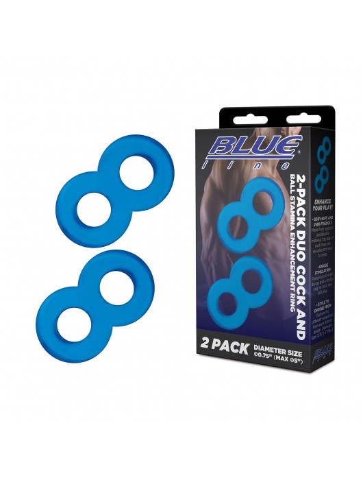 Комплект из 2 эрекционных колец-восьмерок 2-Pack Duo Cock And Ball Stamina Enhancement Ring - BlueLine - в Кемерово купить с доставкой