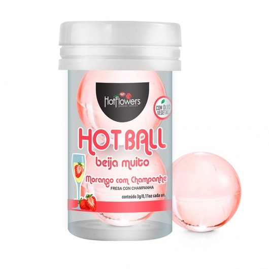 Лубрикант на масляной основе Hot Ball Beija Muito с ароматом клубники и шампанского (2 шарика по 3 гр.) - HotFlowers - купить с доставкой в Кемерово