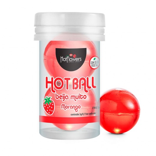 Лубрикант на масляной основе Hot Ball Beija Muito с ароматом клубники (2 шарика по 3 гр.) - HotFlowers - купить с доставкой в Кемерово