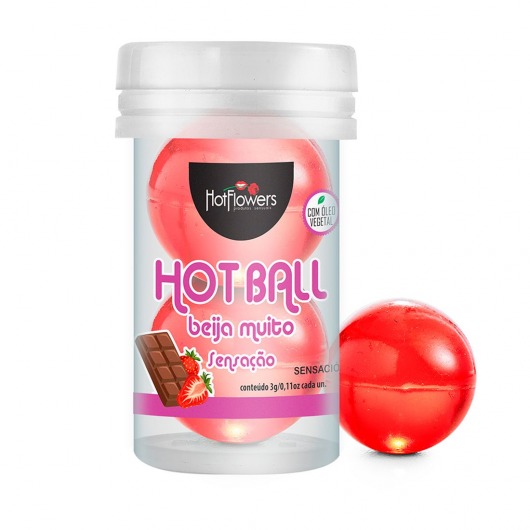 Лубрикант на масляной основе Hot Ball Beija Muito с ароматом шоколада и клубники (2 шарика по 3 гр.) - HotFlowers - купить с доставкой в Кемерово