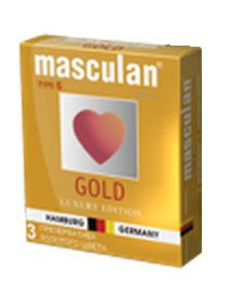 Презервативы Masculan Ultra Gold с золотым напылением и ароматом ванили - 3 шт. - Masculan - купить с доставкой в Кемерово