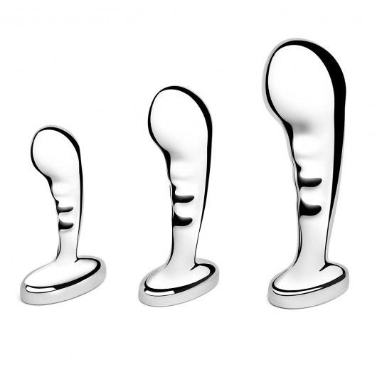 Набор из 3 стальных стимуляторов простаты Stainless Steel P-spot Training Set - b-Vibe - в Кемерово купить с доставкой