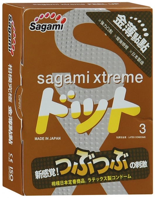 Презервативы Sagami Xtreme FEEL UP с точечной текстурой и линиями прилегания - 3 шт. - Sagami - купить с доставкой в Кемерово