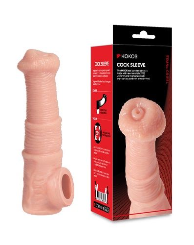 Телесная фантазийная насадка на член Cock Sleeve Size M - KOKOS - в Кемерово купить с доставкой