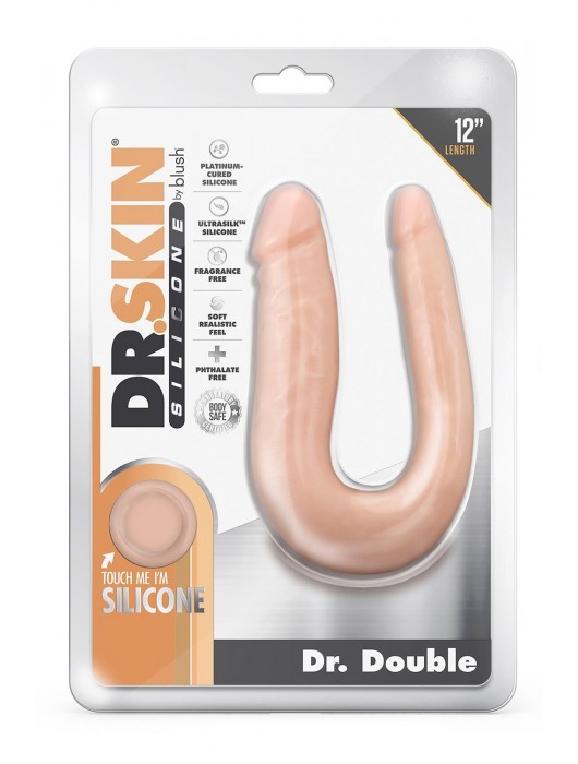 Телесный анально-вагинальный фаллоимитатор Dr. Double - 31,8 см. - Blush Novelties