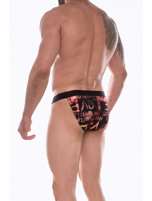 Черные мужские трусы-танга с блестящим принтом - Don Moris купить с доставкой